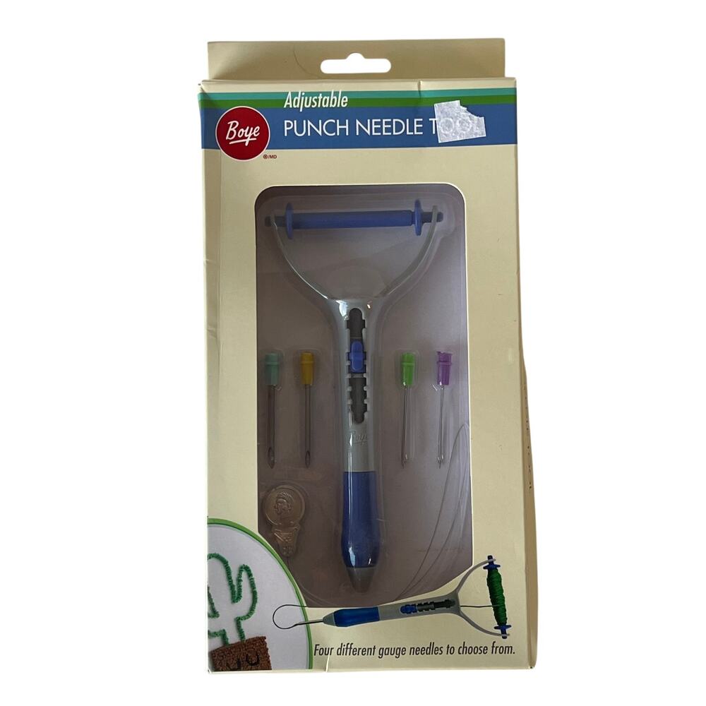 Punch Needle Tool Kit Adjustable Embroidery Rug Hooking 4 Needles Boye New